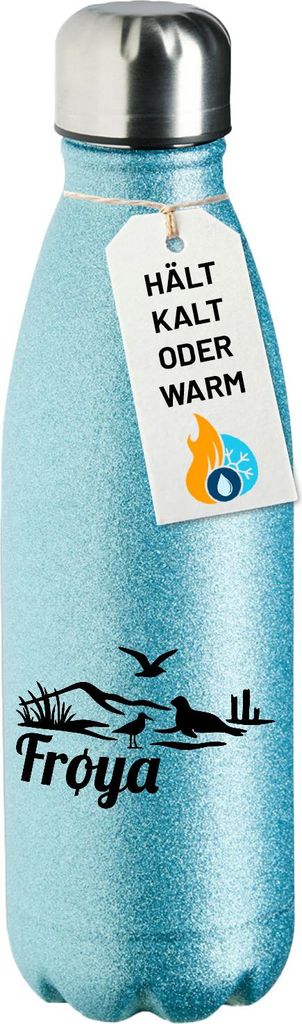 Huuraa Trinkflasche Frøya Norwegen 500ml Blue Edelstahl Wasserflasche Trinkflasche Geschenkidee