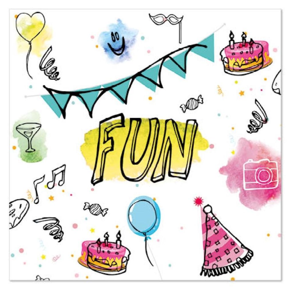 PAPSTAR Servietten 3-lagig, 33x33 cm, "Fun", bunt und festlich | Folie (20 Stück)