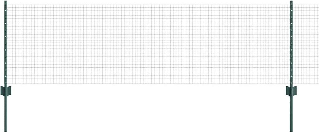 vidaXL Zaun mit Pfosten Grün 0,6 x 50 m Stahl und PVC