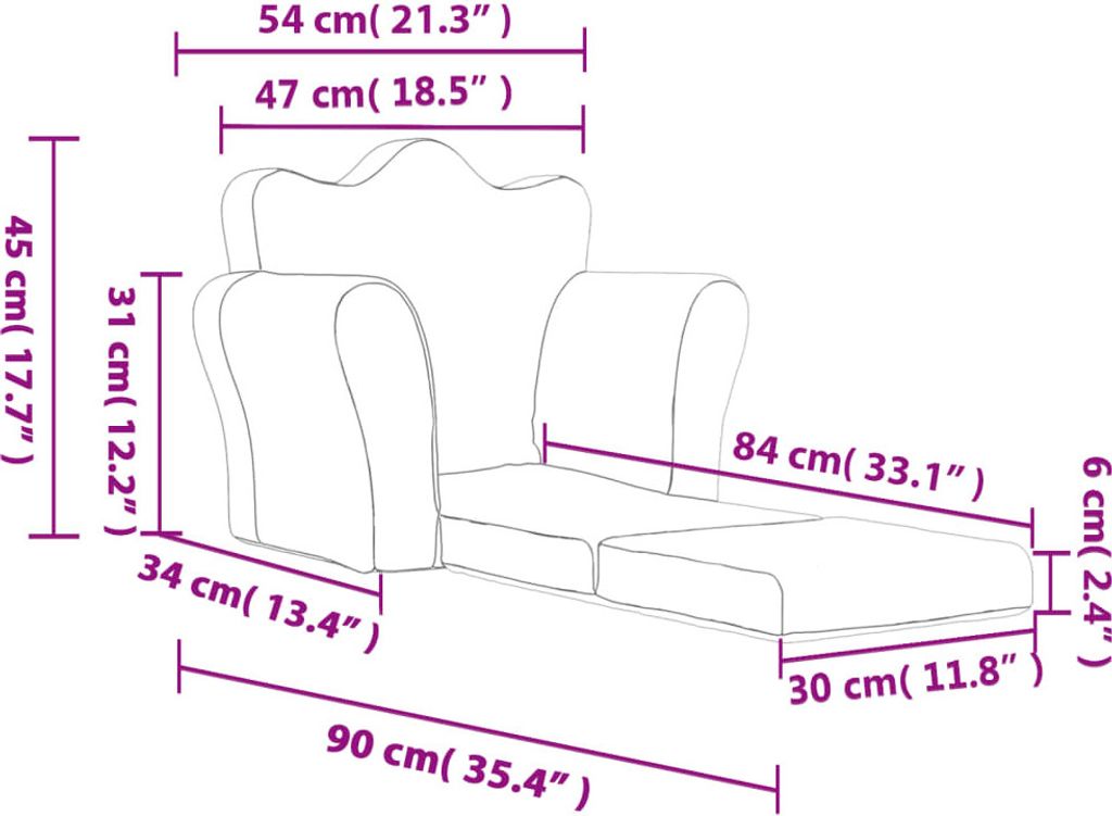 vidaXL Schlafsofa für Kinder Anthrazit Weich Plüsch Produktbild 3