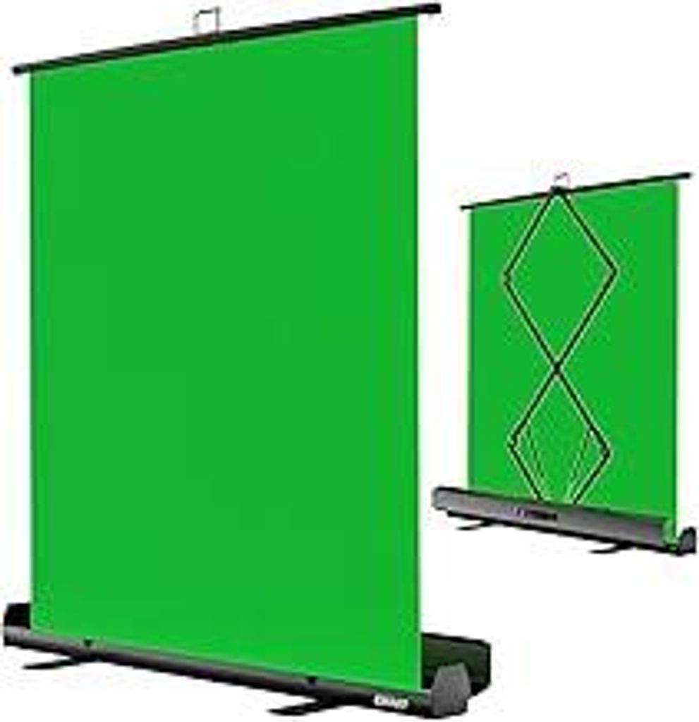 EMART Green Screen 155x200cm, Greenscreen Roll-up Panel Fotohintergrund, Grüner Foto Hintergrund mit Ständer für Fotostudio, Streaming, Videokon...