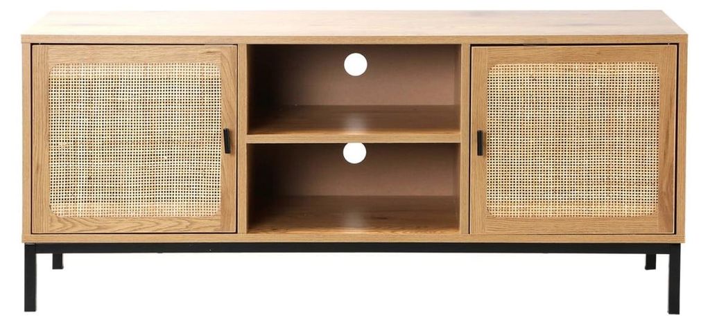 CALICOSY - Meuble TV 2 Portes avec Cannage Rotin et 2 Image du produit 