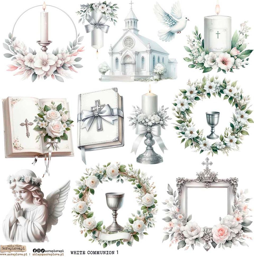 AUFKLEBER ScrapLove Dekor Stickers - White Communion 1