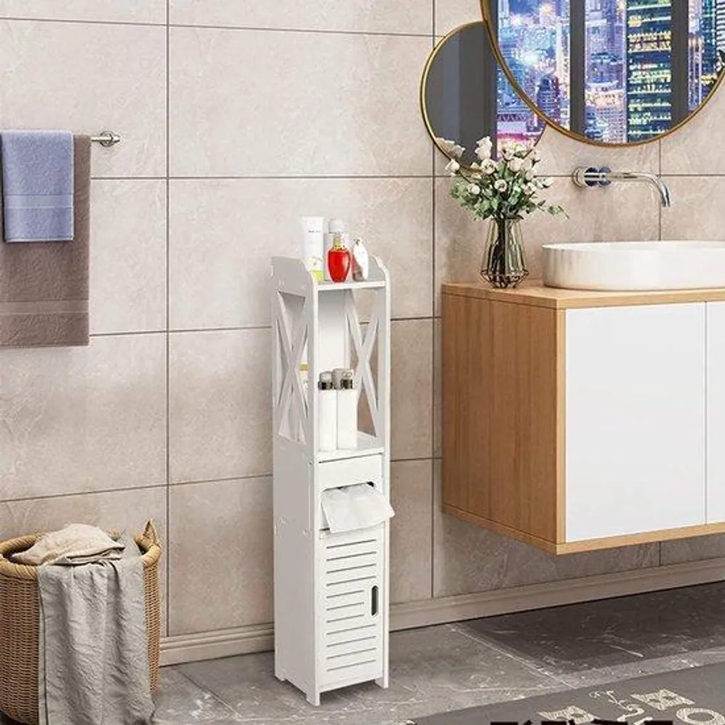 Gagnez de la place : vitrine de salle de bains étroite blanche 80x15,5 cm
