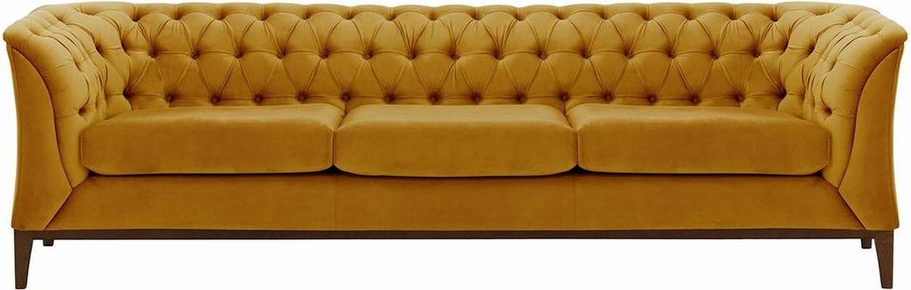 Dreisitzer-Sofa Chesterfield Modern Wood-Velluto 8-dunkle Eiche