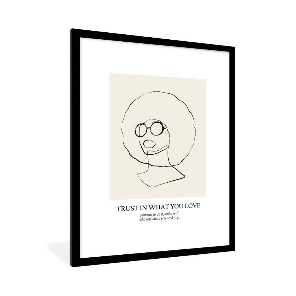 MuchoWow Gerahmtes Poster Text - Frauen - Strichzeichnungen - Zitate 60x80 cm - Poster mit Schwarzem Bilderrahmen Wandposter Rahmen Foto Bilder -...