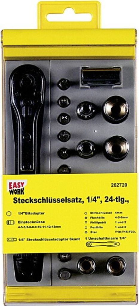 Easy Work Steckschlüsselsatz, 24-teilig (1 Set)