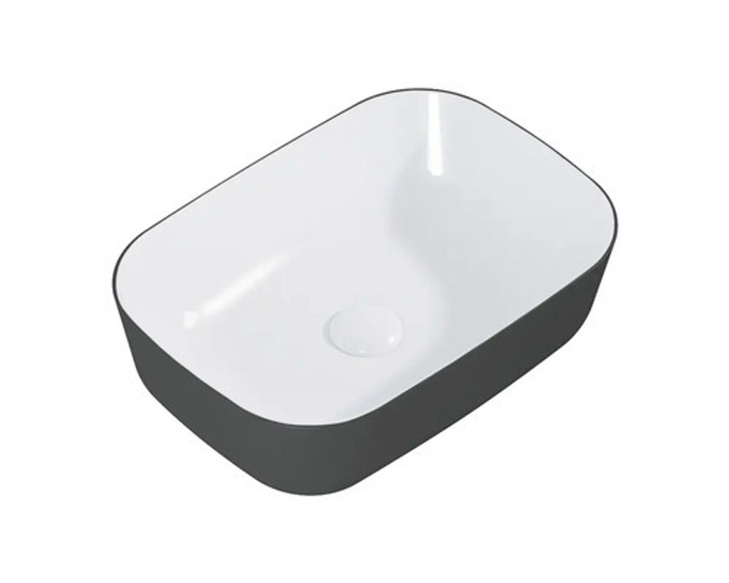Jungborn Aufsatzwaschbecken 45.5x32.5 cm weiß hochglanz/anthrazit matt