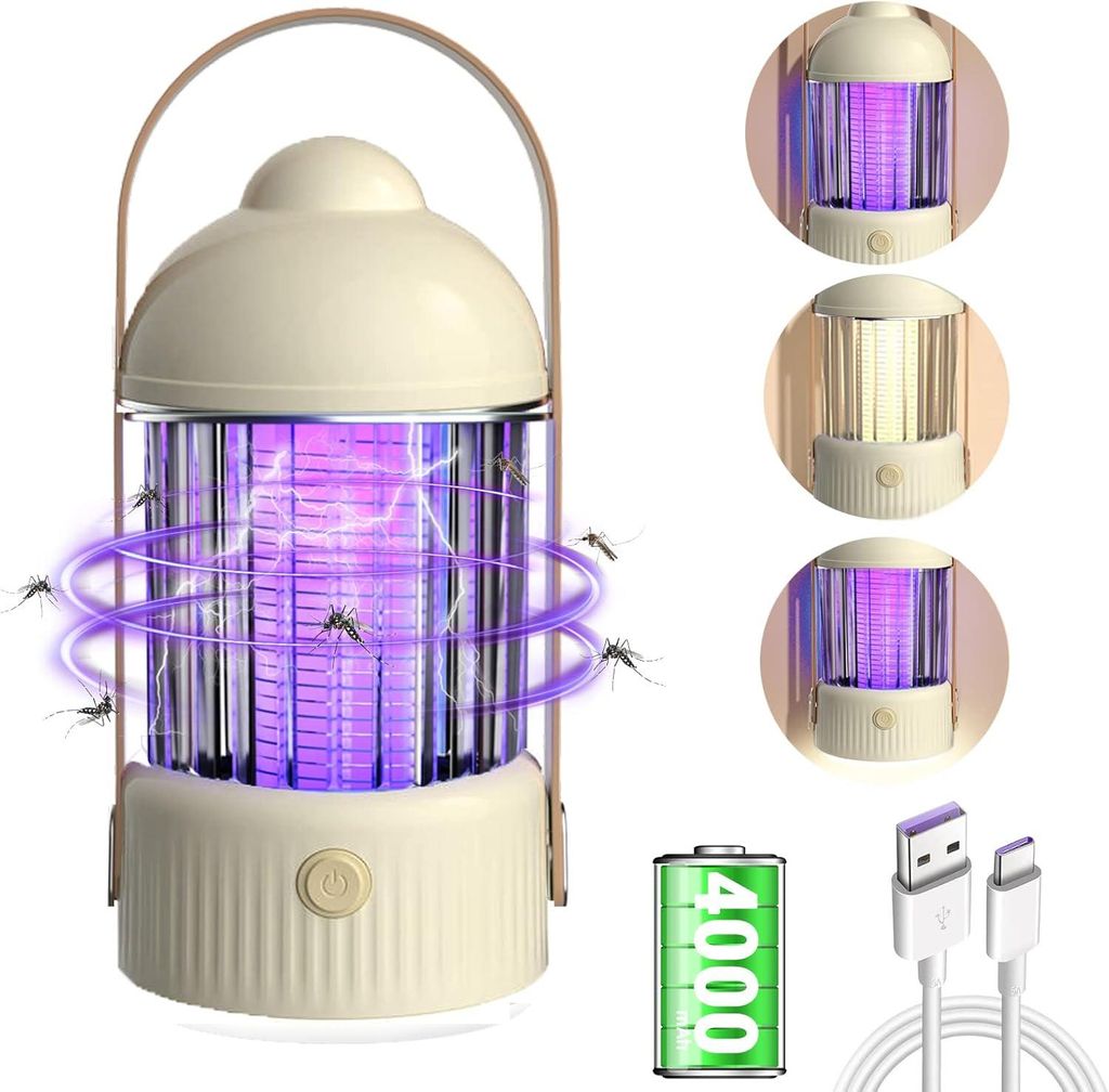 Insektenvernichter Elektrisch LED 2 IN 1 Mückenlampe 360° Mückenschutz Insektenfänger