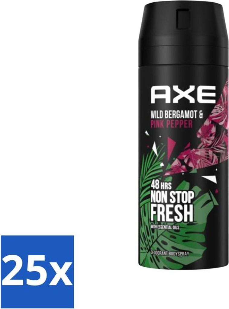 Ax - Deodorant Bodyspray - 48h Fresh - Wilde Bergamotte & Rosa Pfeffer - 150 ml - Vorteilspack - 25 Stücke