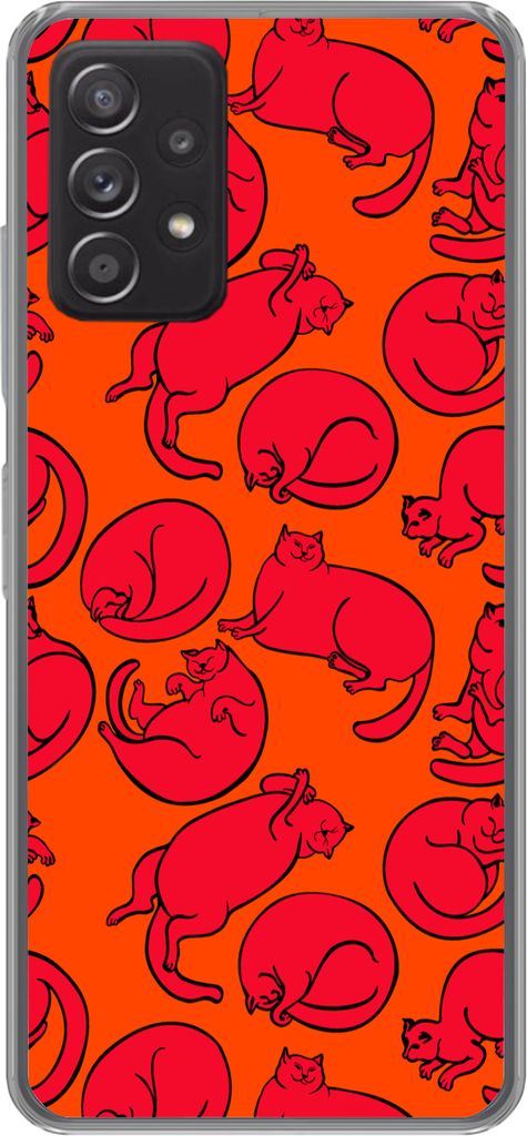 MuchoWow Handyhülle Schutzhülle Hülle für Telefoonhoesje Samsung Galaxy A53 5G Muster - Katze - Orange - Jungen - Mädchen - Kinder - Kind Si...