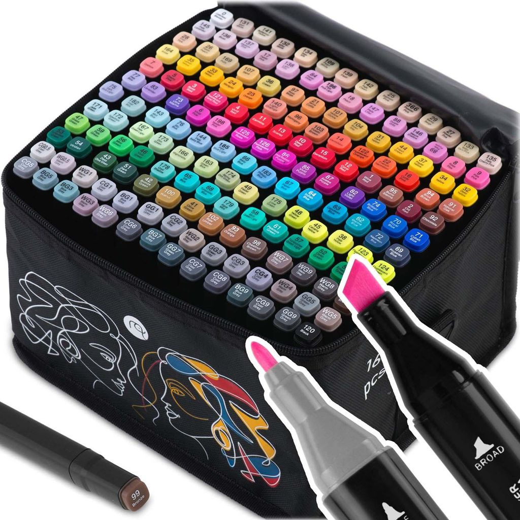 Nukido NK-914 Alkoholmarker mit Tasche, 168 Stück Produktbild 