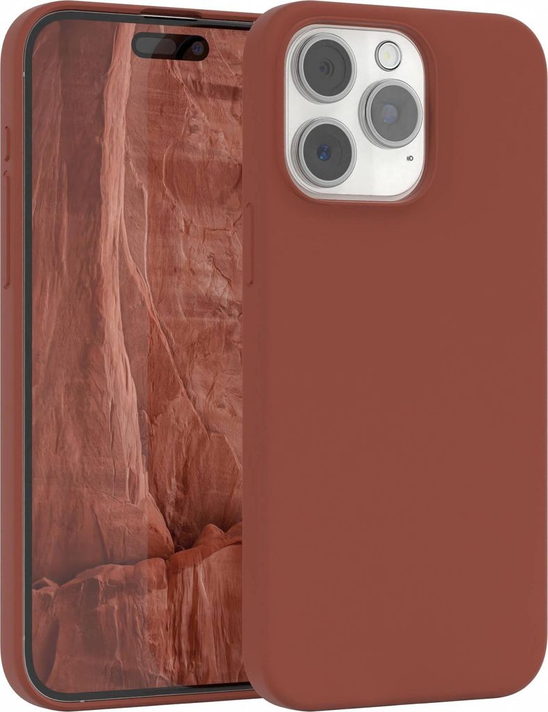 EAZY CASE Silikonhülle für Apple iPhone 15 Pro Max, Silikon Backcover Schutz in Terrakotta