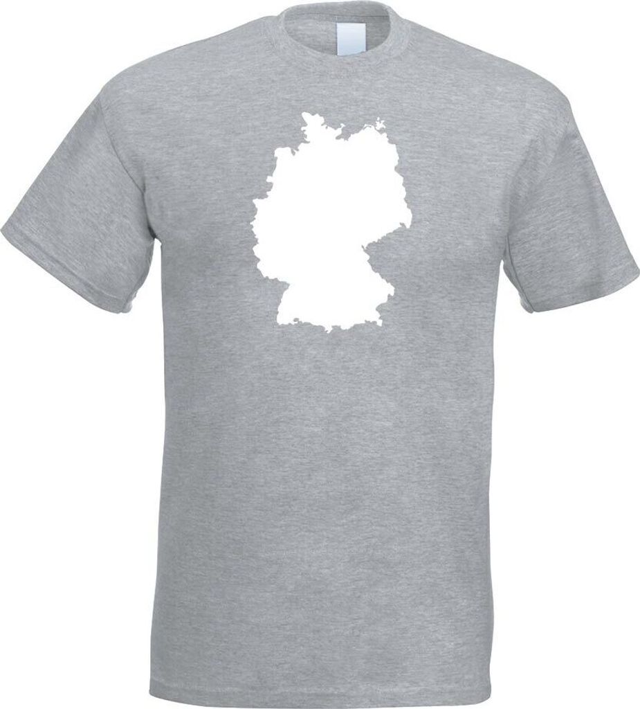 Kiwistar - T-Shirt - Graumeliert - Deutschland Umriss Kontur Herren Funshirt Bedruckt Design Sprüche Spruch Motive - mit Motiv Bedruckt - Funshirt...