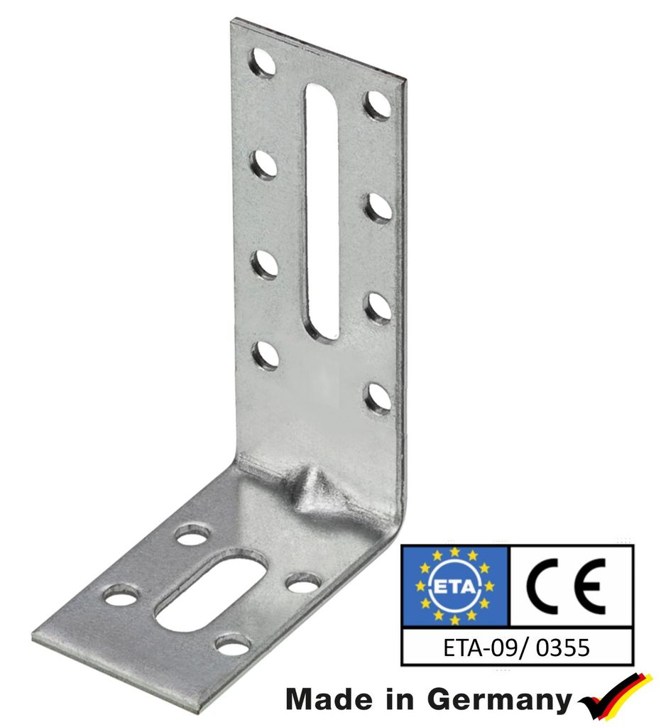 Langlochwinkelverbinder verzinkt, 80 x 50 mm 25 Stück Produktbild 