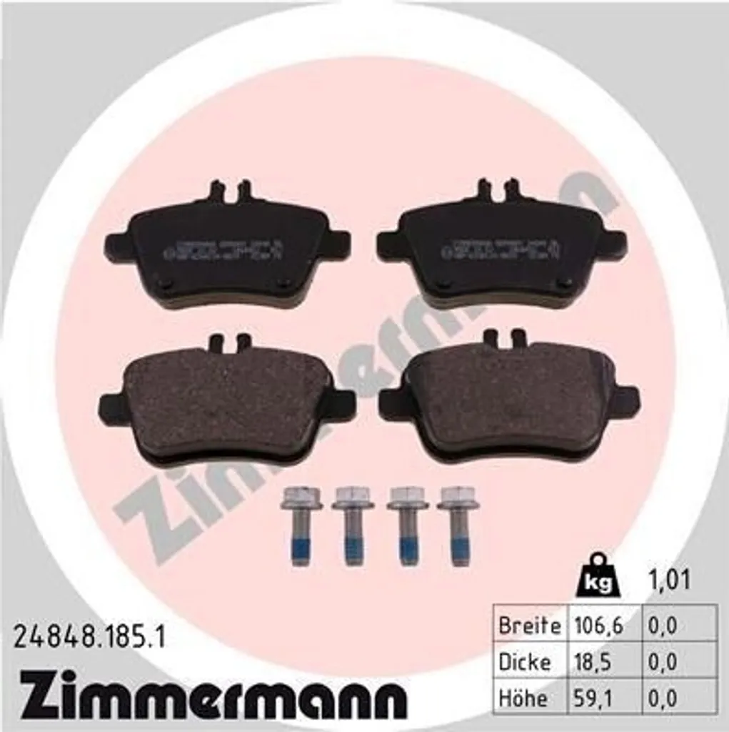 Plaquettes de frein haute résistance Zimmermann 24848.185.1 Mercedes B