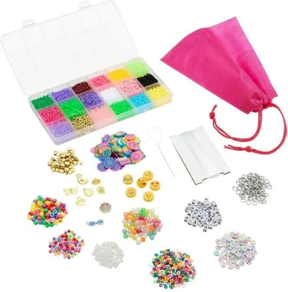 CRAZART Set Braccialetti Amicizia con 1500 Perline e Ciondoli Cristallo