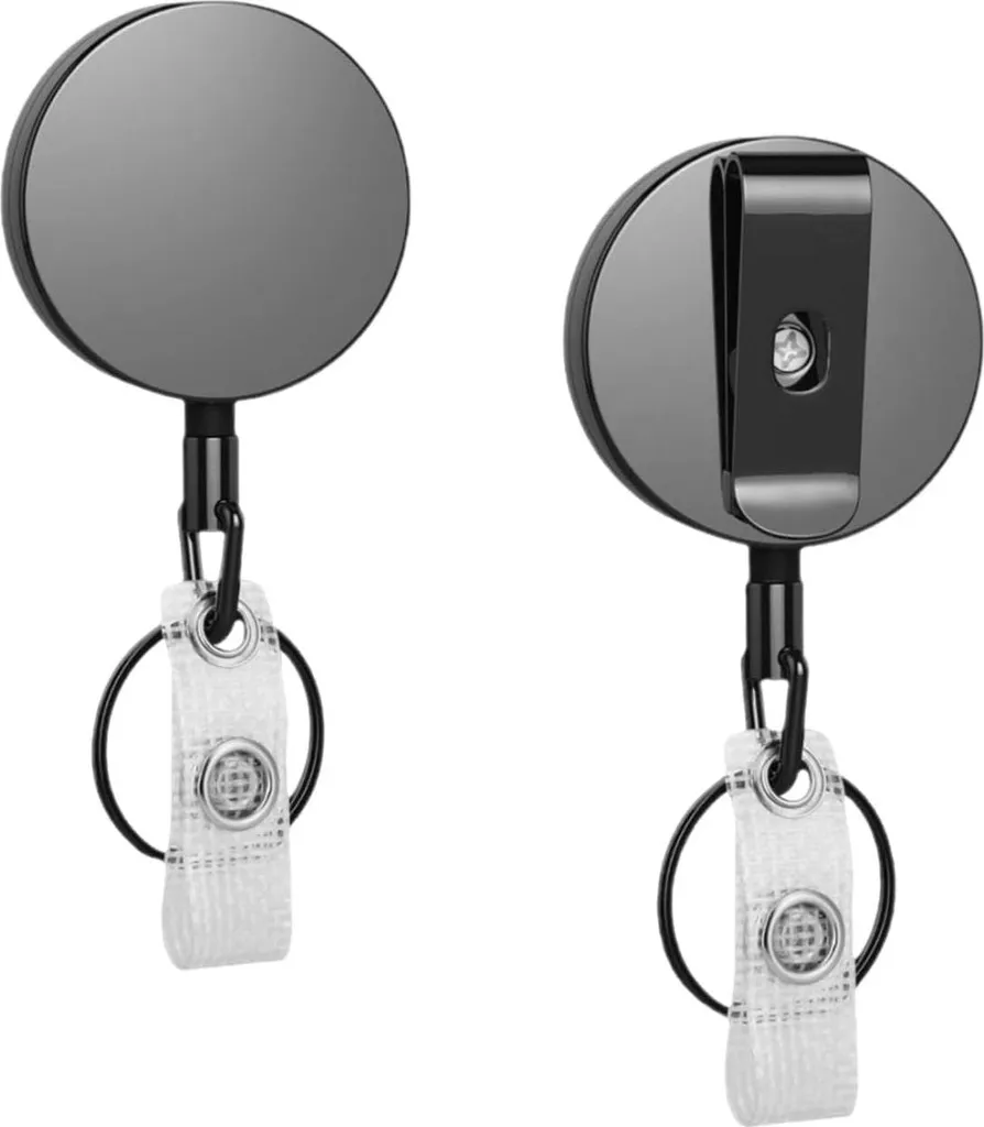 Porte-badge de Sécurité Rétractable en Métal pour Carte et Clefs