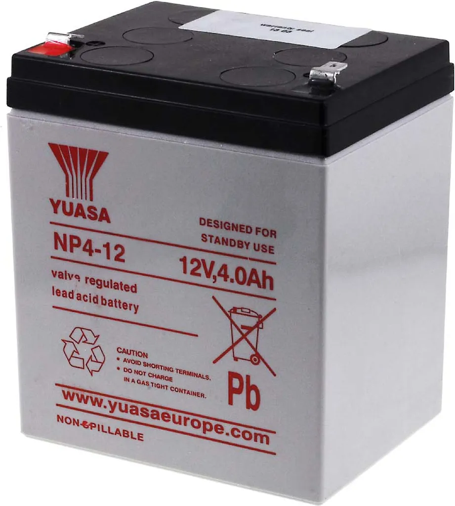 YUASA NP4-12 Batterie Plomb Rechargeable 12V 4Ah pour Alarme et Onduleur