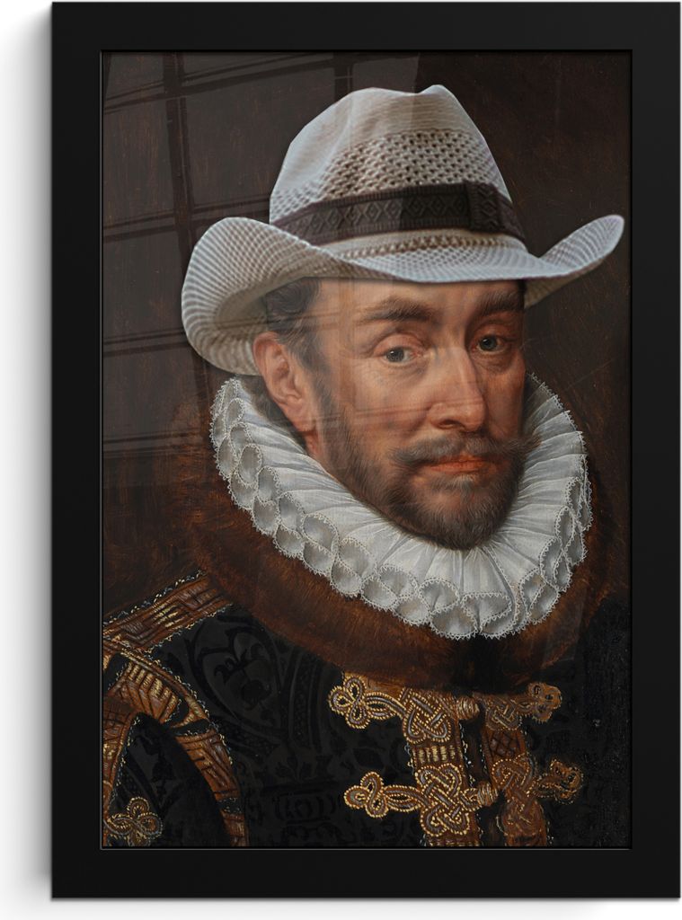 MuchoWow MuchoWow Gerahmtes Poster Wilhelm von Oranien - Adriaen Thomasz - Hut 20x30 cm - Poster mit zchwarzem Bilderrahmen - Drucken - Bilder ...