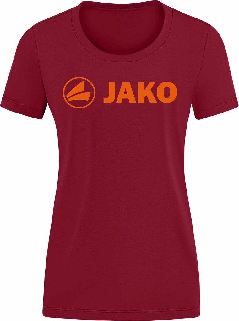 Jako Promo T-Shirt Damen - Weinrot / Neonorange