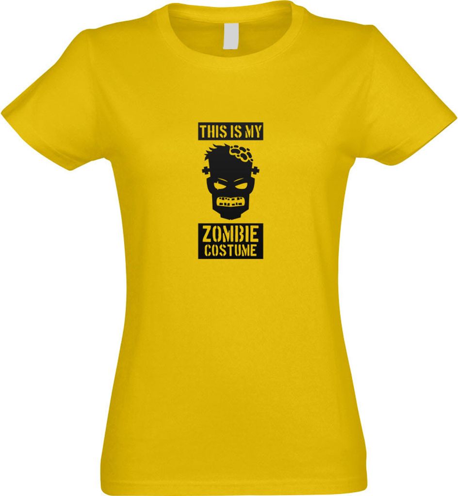 Kiwistar - T-Shirt tailliert - Damen - gelb - This is My Zombie Costume - mit Motiv Bedruckt - Funshirt Design - Sport - Freizeit - Damen - XXL
