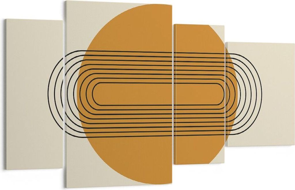 Bild auf Leinwand - Leinwandbild - 4 Teile - Stück Geometrisch Orange - 120x70cm - Wand Bild - Wanddeko - Wandbilder - Leinwanddruck - Bilder - Wa...