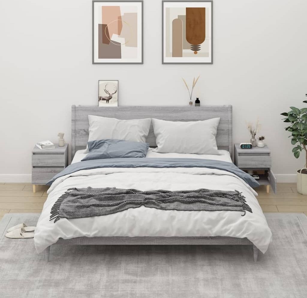 The Living Store Nachttische 2 Stk. Grau Sonoma 40x35x50 cm