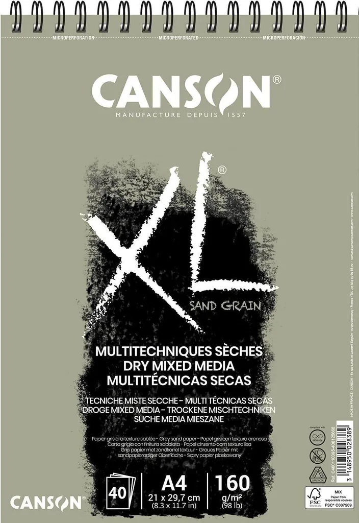 Canson XL Touch Album de Croquis Gris 40 Feuilles A4 160g Spécial