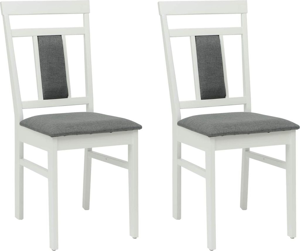vidaXL Esszimmerstuhl 2 pcs Weiß und Grau Massives Gummiholz