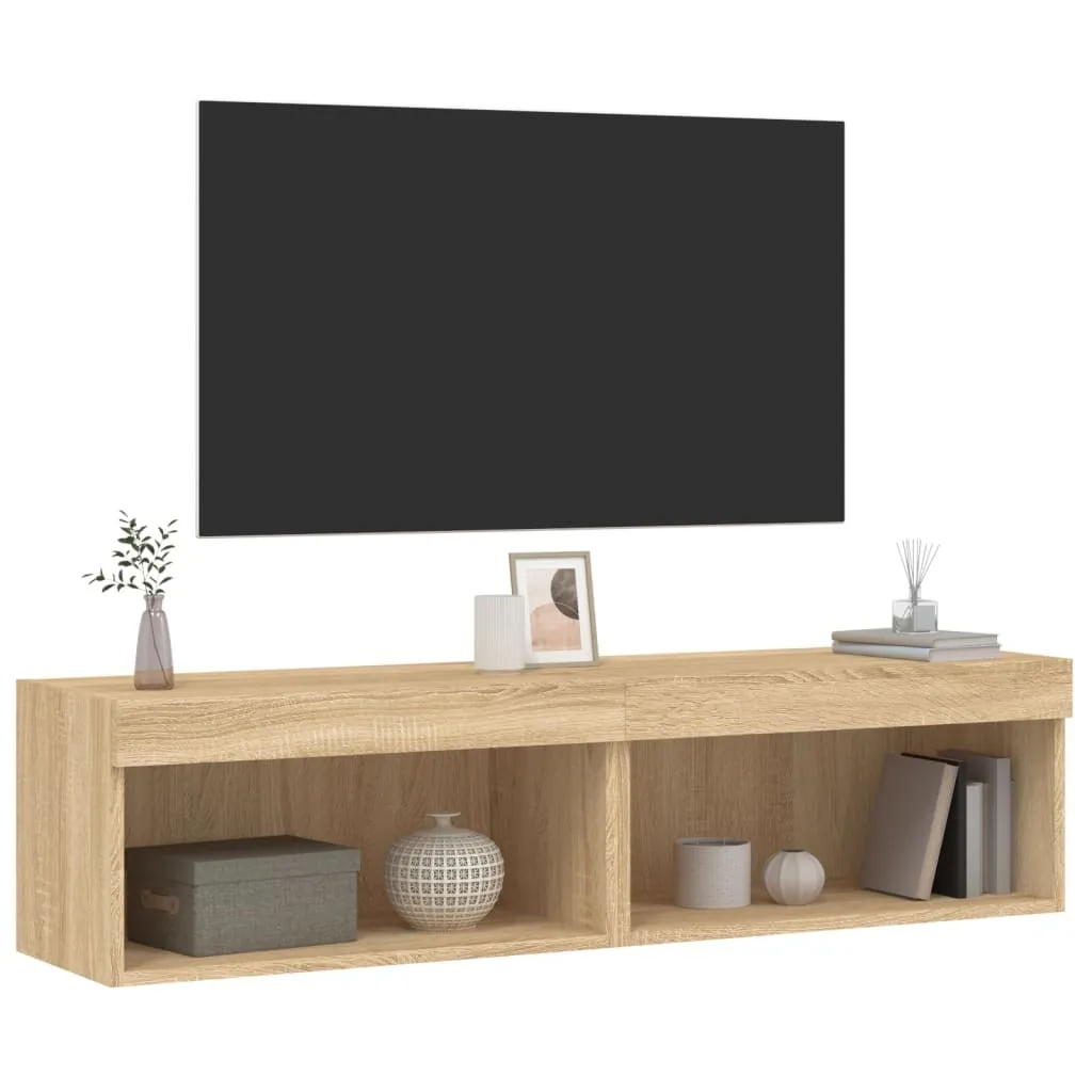 Mobili Porta TV Sospesi Rovere Sonoma LED 2 pz - Design 60 cm - 7