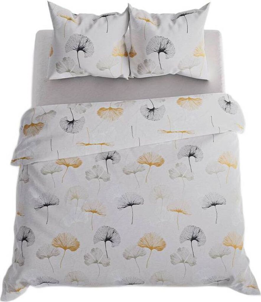 GINKO Bettwäsche 160x200 cm - Satin Baumwolle, zartes Blumenmuster