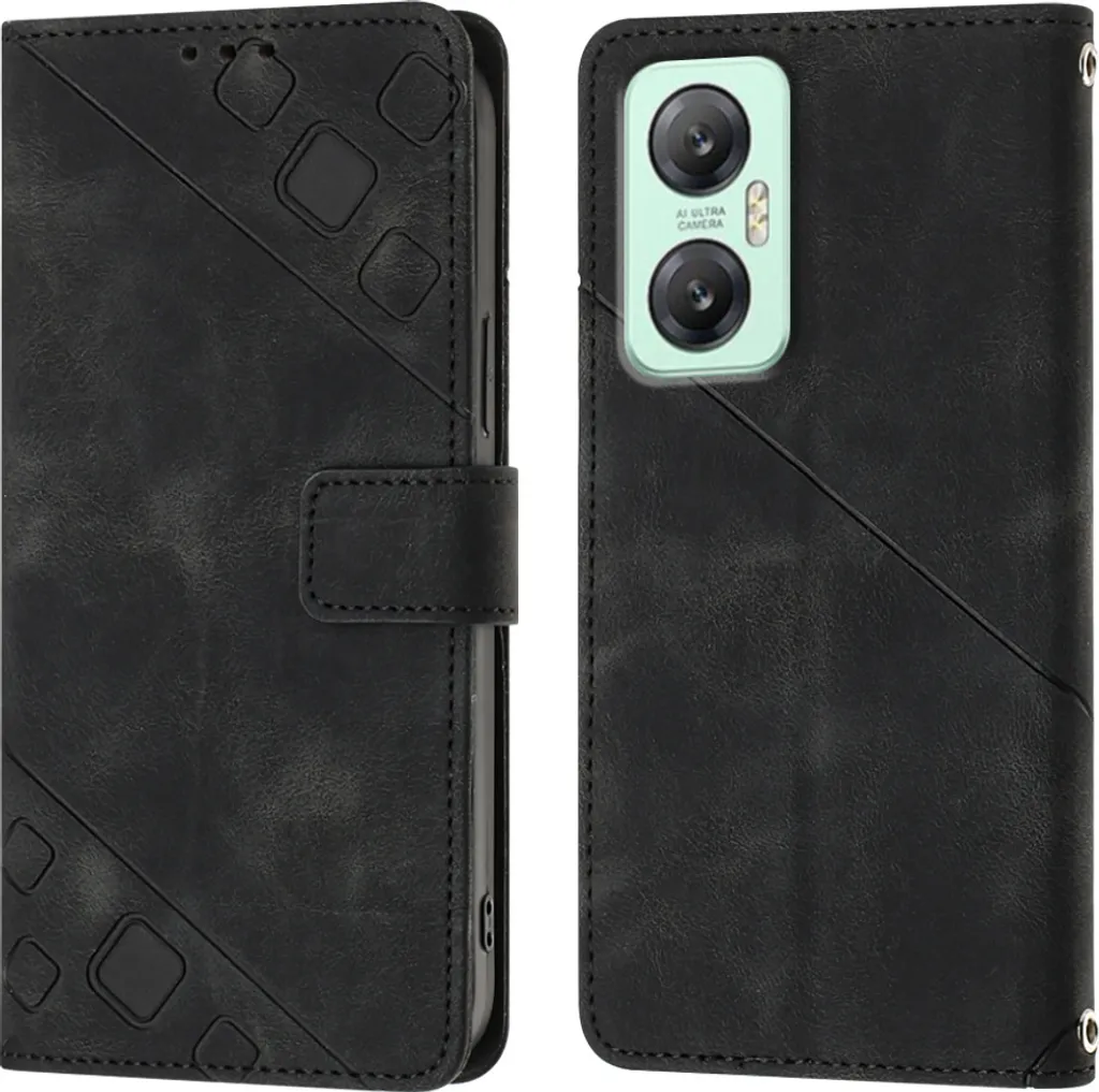Custodia Infinix Hot 20 5G X666 X66B Portafoglio Pelle Nero Rilievo - 1