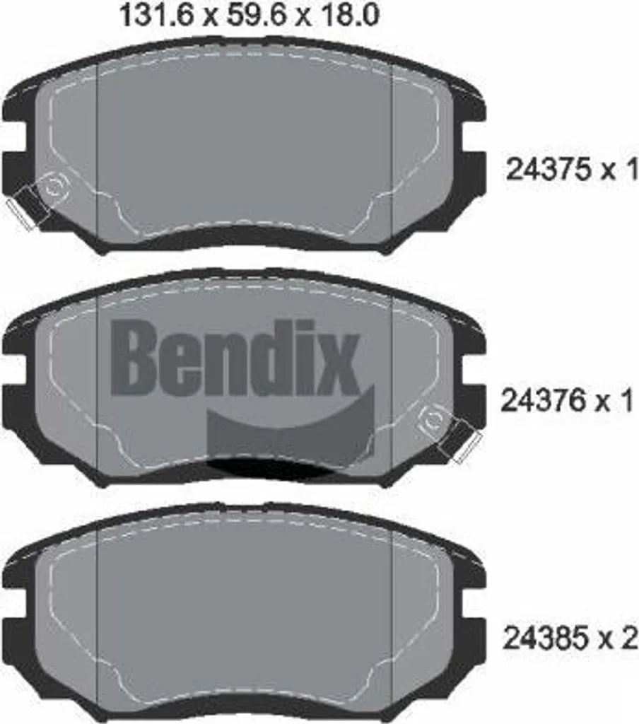 Plaquettes de Frein Avant BENDIX pour Hyundai Sonata et Grandeur BPD2144