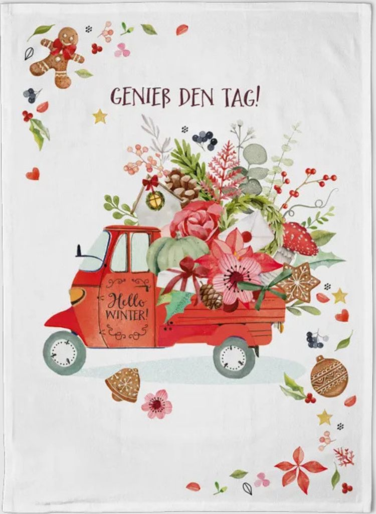 Geschirrtuch Genieße den Tag, Winter, Geschirrtücher Produktbild 