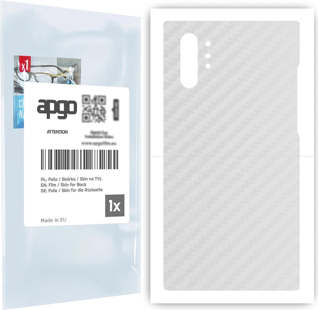 apgo Rückseite Schutzfolie für Samsung Galaxy Note 10+ - Hinten Schutzfolie Carbon Transparent (durchsichtig), Rückseite Folie schützt vor Kra...