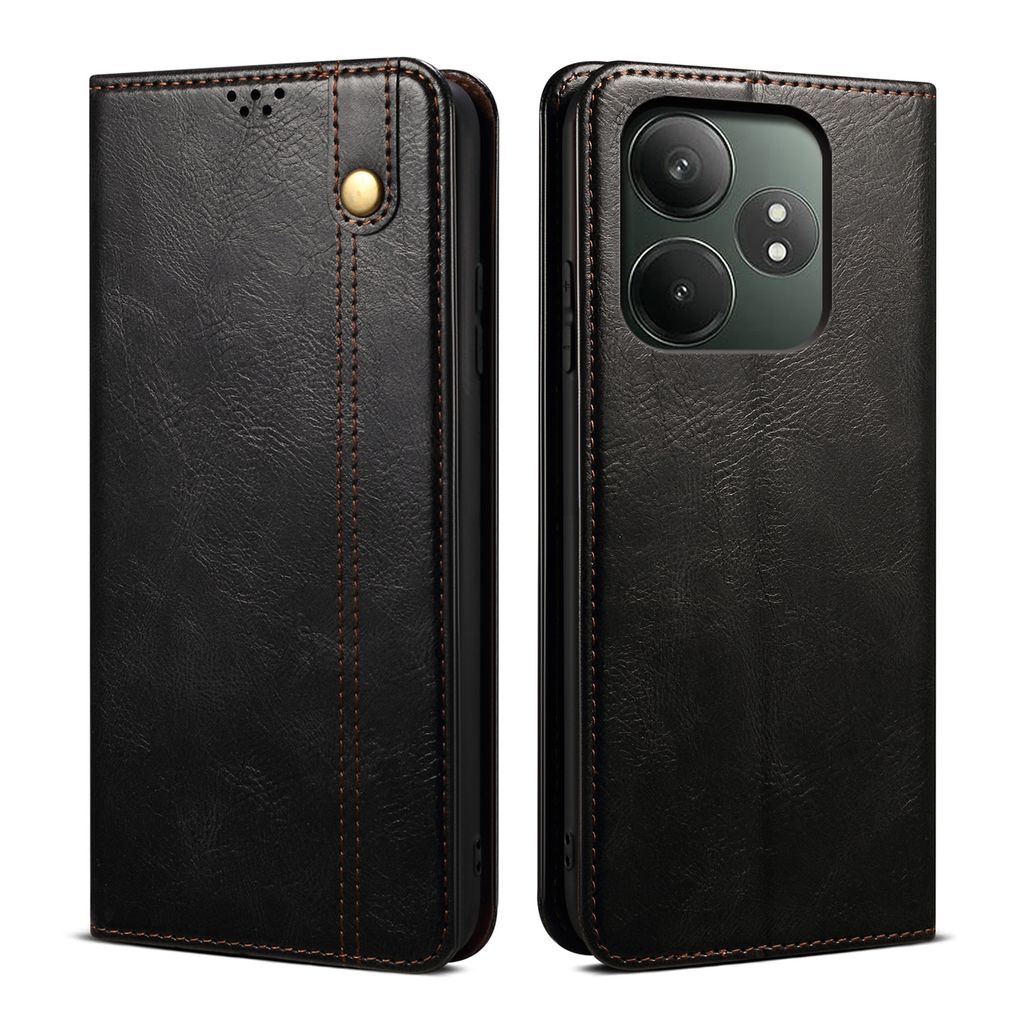 Hülle für Realme GT 6T /Realme GT 6 Leder Brieftasche Schutzhülle mit Standfunktion Schwarz