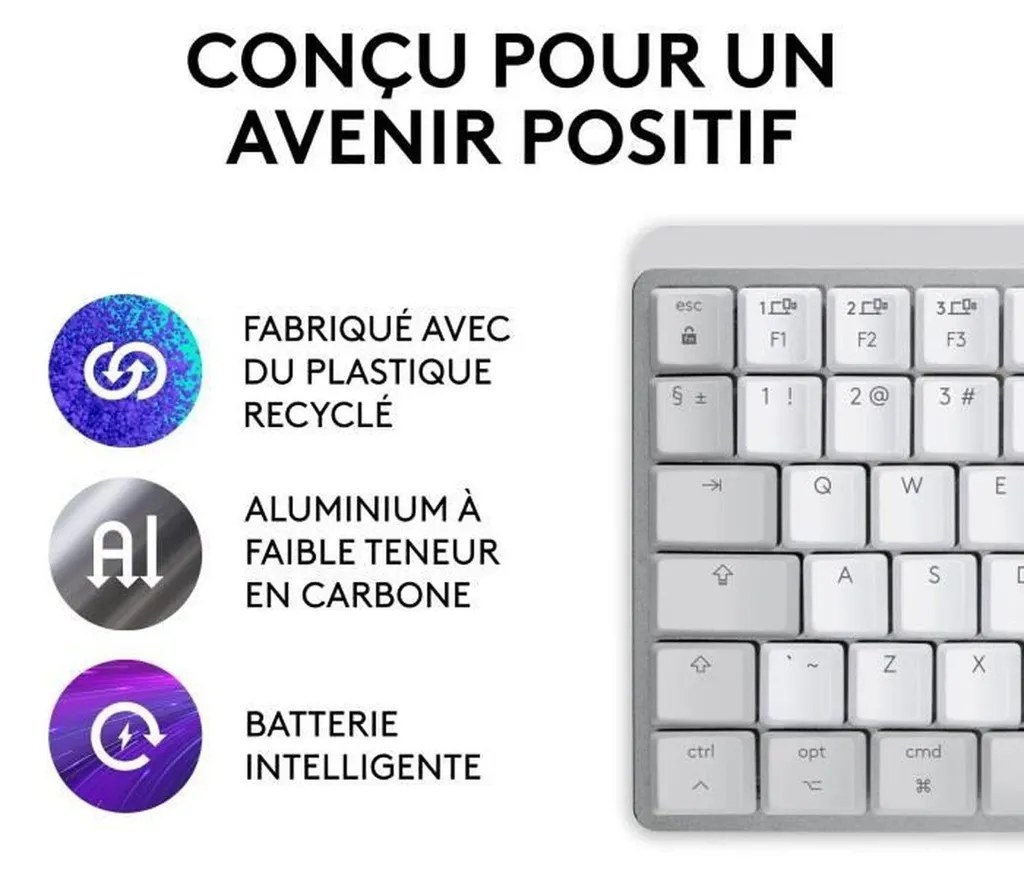 Logitech MX Keys Mini pour Mac Clavier AZERTY Bluetooth Rétroéclairé Gris - 6