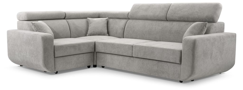 Masseno Ecksofa RENO mit Schlaffunktion L-Form, Sofa mit Bettkasten, Wohnzimmersofa, Couch, Soffa, Bettsofa, Couchgarnitur- Grau, VELO 633