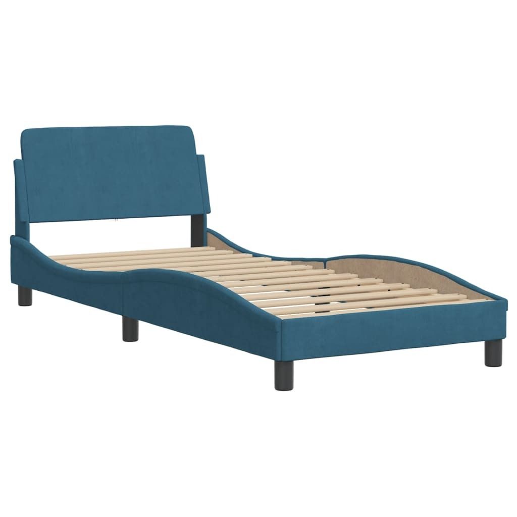 Bettgestell mit Kopfteil "Dover" Blau 90x200 cm Samt