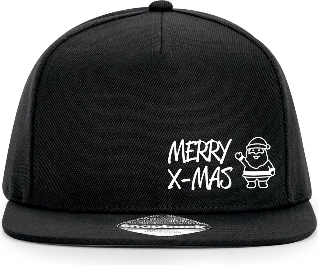 Huuraa Cappy Mütze Merry X-Mas Weihnachtsmann Black Polyester Snapback Kappe Geschenkidee