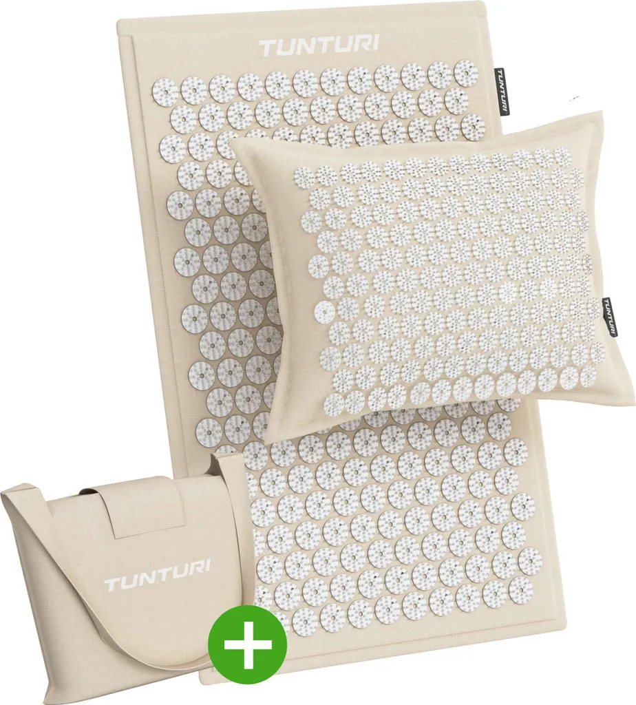 Matelas d'acupression Tunturi Pro coton beige et oreiller de massage