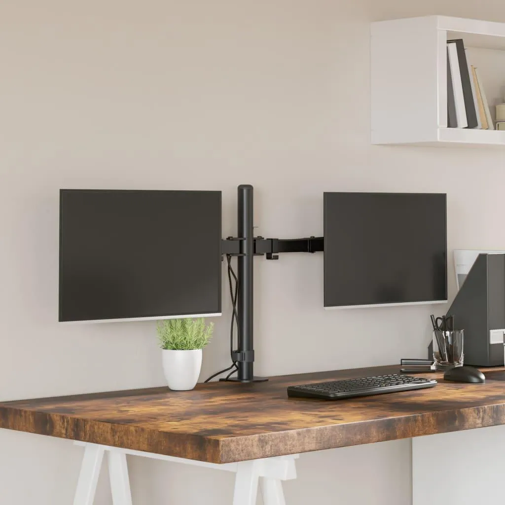 vidaXL Support de table pour 2 écrans Noir en Acier VESA 75/100 mm - 2