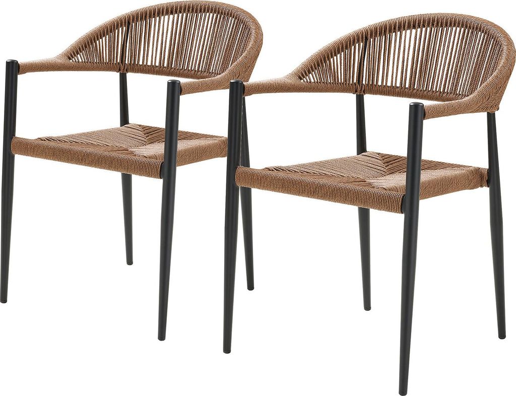 GARTENSTUHL - Schwarz - Braun - Aluminium - 57 x 78 x 60 cm - 2er-Set