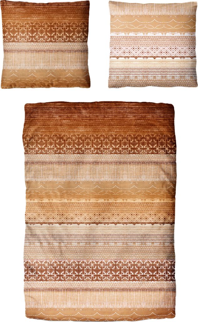 Traumschloss Micro Flanell Bettwäsche - Streifen, braun 155 x 220 cm braun Streifen in verschiedenen Brauntönen