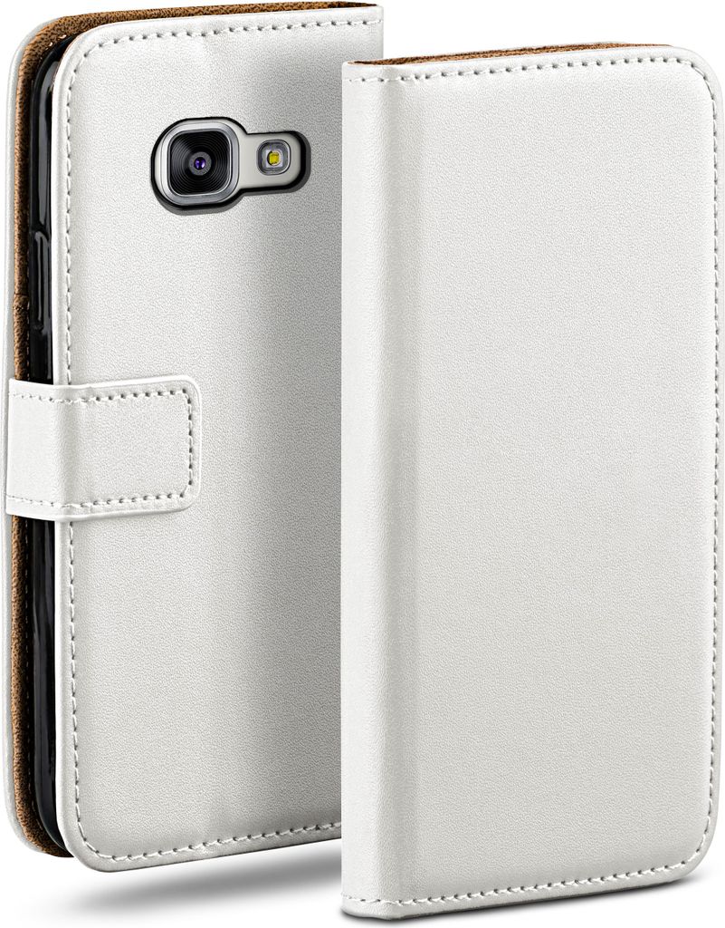 moex Book Case kompatibel mit Samsung Galaxy A3 (2016) - Hülle 360 Grad klappbar, Weiß