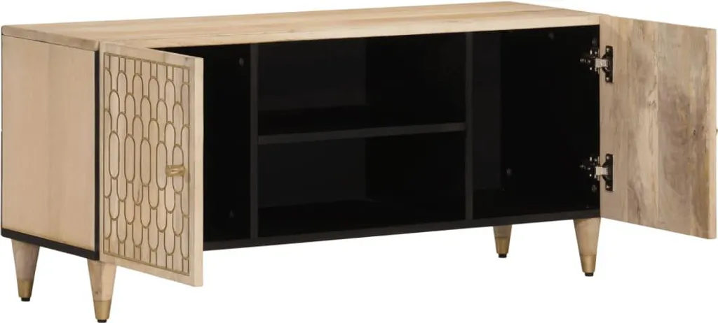 Base TV 105cm Legno di Mango e Ferro | Mobile Massiccio Alta Qualità - 1