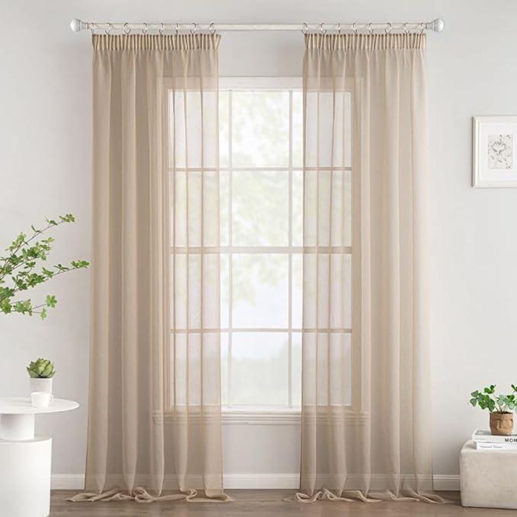PolkaHome® Voile Gardinen mit Kräuselband 2er Set 140x235 Produktbild 
