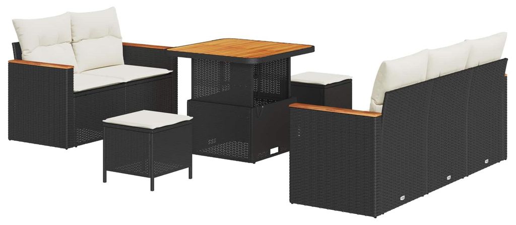 vidaXL Gartensofa-set 8 pcs Schwarz Poly-Rattan