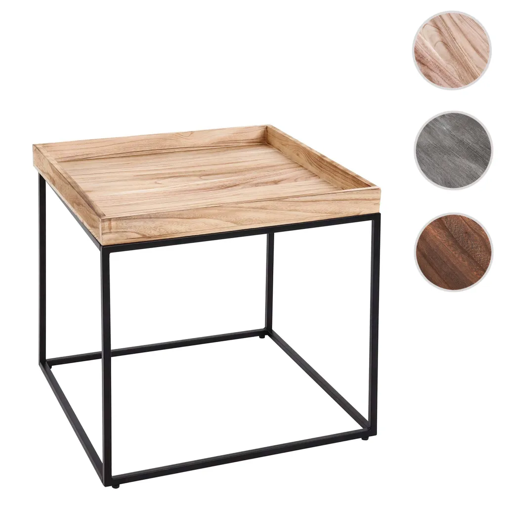 Table basse carrée en bois massif et structure métal style industriel - 7